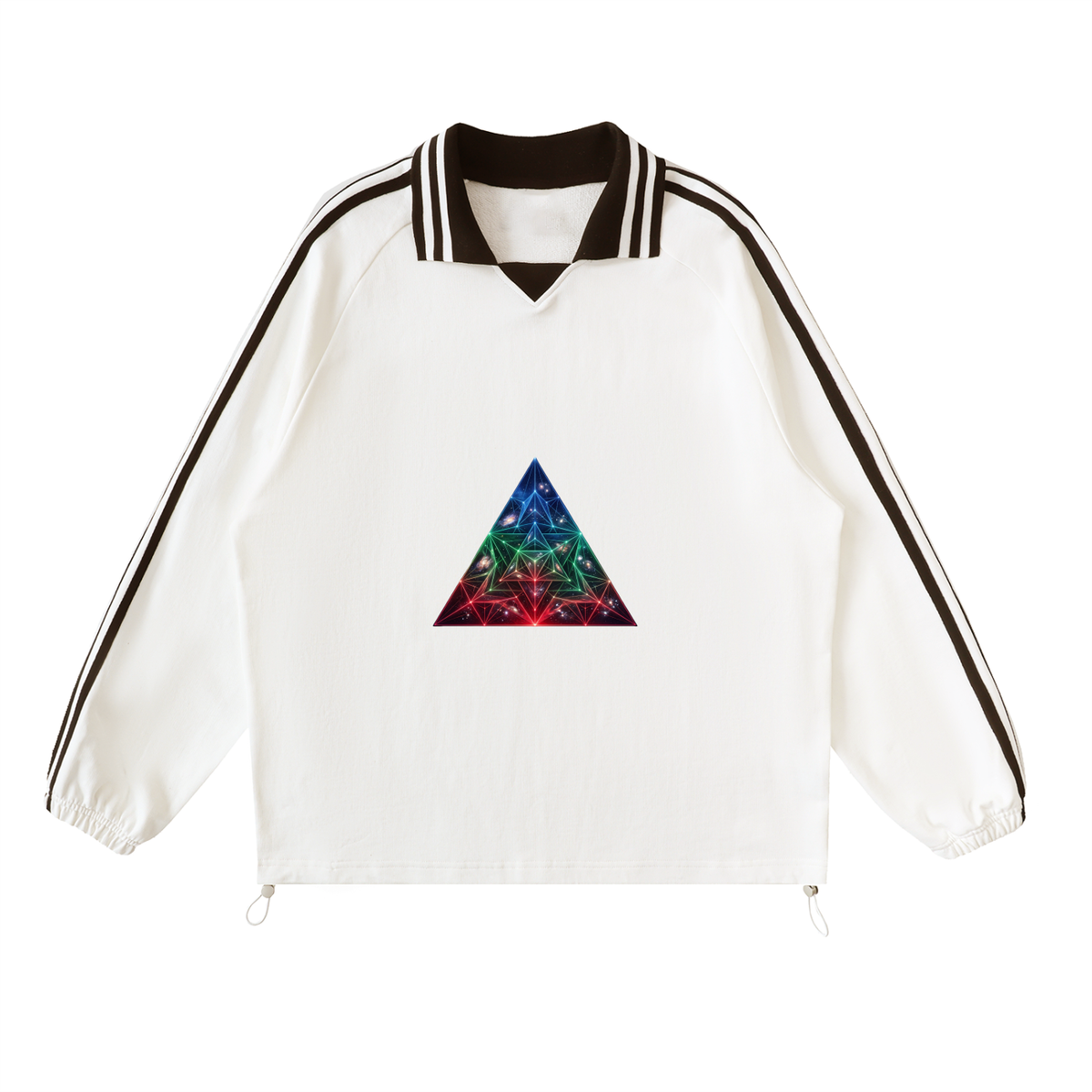 Prism - Contrast Striped Lapel Collar Sweatshirt
